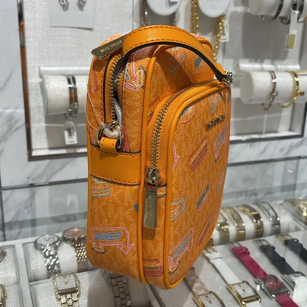 MICHAEL KORS Jet Set Md Printed Signature Logo Crossbody NS CHAIN XBODY Flight - Picture 3 of 16